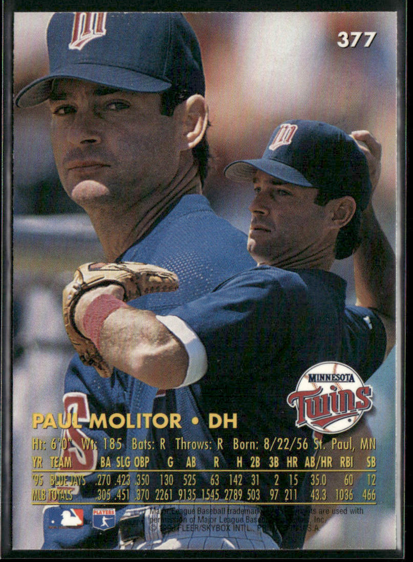 Paul Molitor 1996 Ultra #377 Minnesota Twins