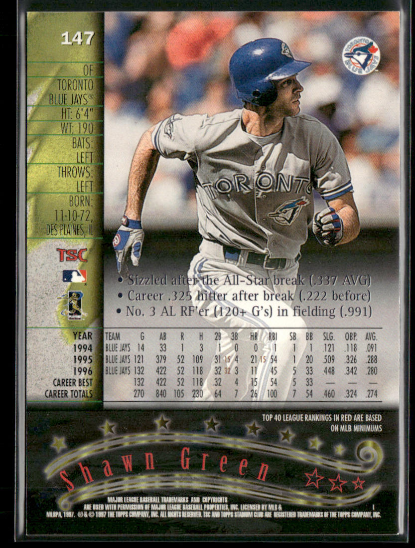 Shawn Green 1997 Stadium Club #147 Toronto Blue Jays