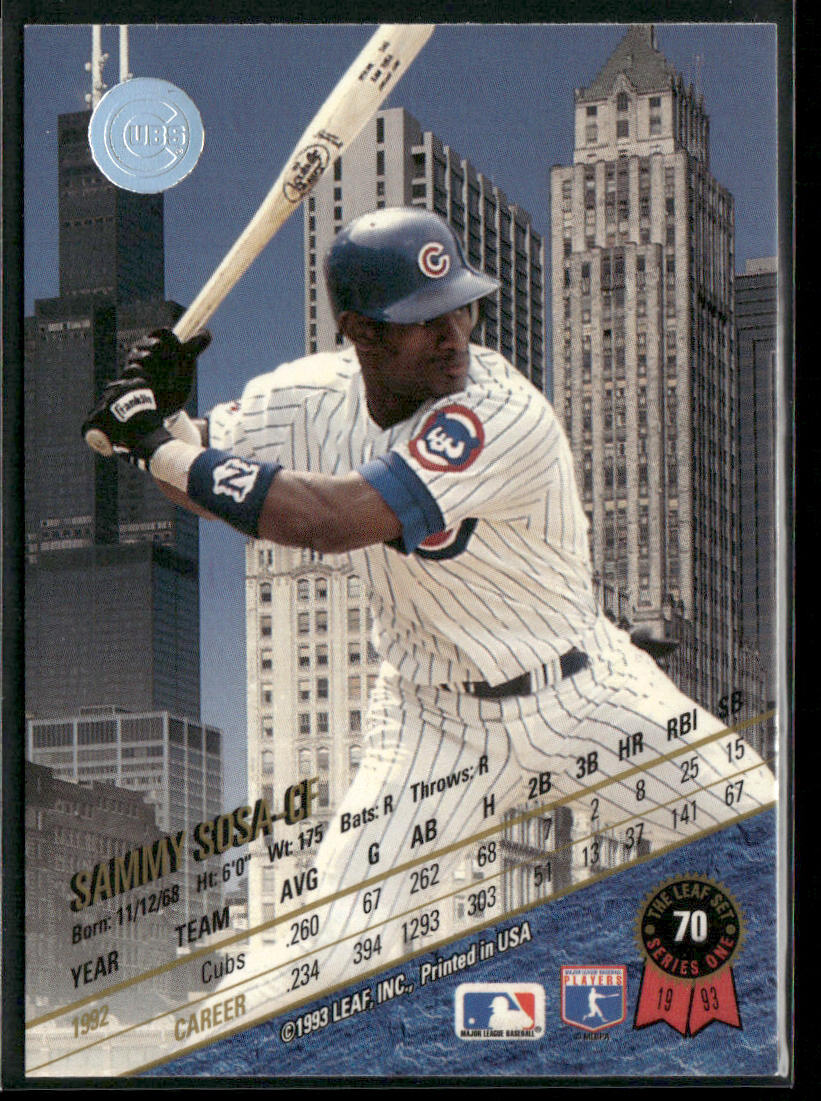 Sammy Sosa 1993 Leaf #70 Chicago Cubs