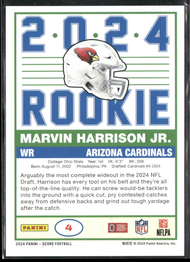 Marvin Harrison Jr. 2024 Score 35th Anniversary Rookies #4 Arizona Cardinals back