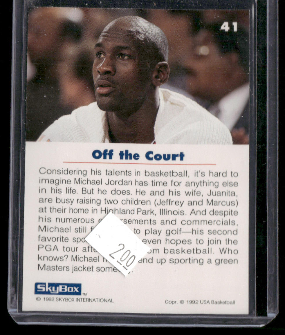 Michael Jordan 1992 SkyBox USA #41 USA back