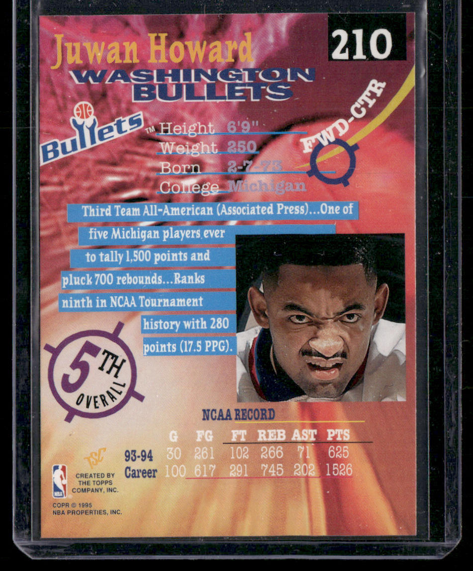 Juwan Howard 1994-95 Stadium Club Super Teams NBA Finals #210 RC Bullets