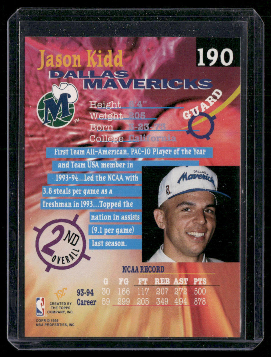 Jason Kidd 1994-95 Stadium Club #190 RC Dallas Mavericks