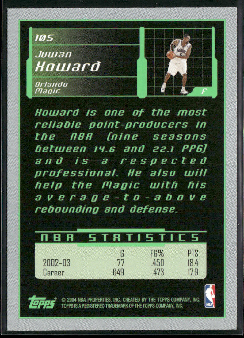 Juwan Howard 2003-04 Topps Rookie Matrix #105 Orlando Magic