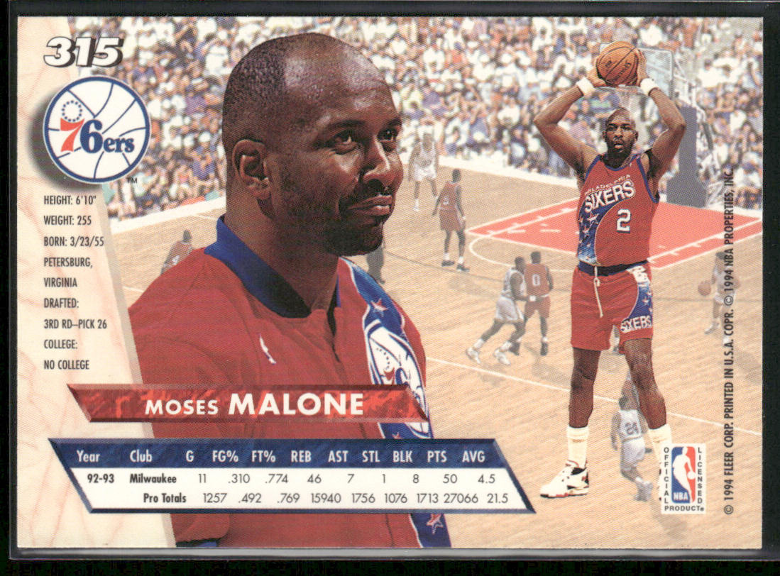 Moses Malone 1993-94 Ultra #315 Philadelphia 76ers