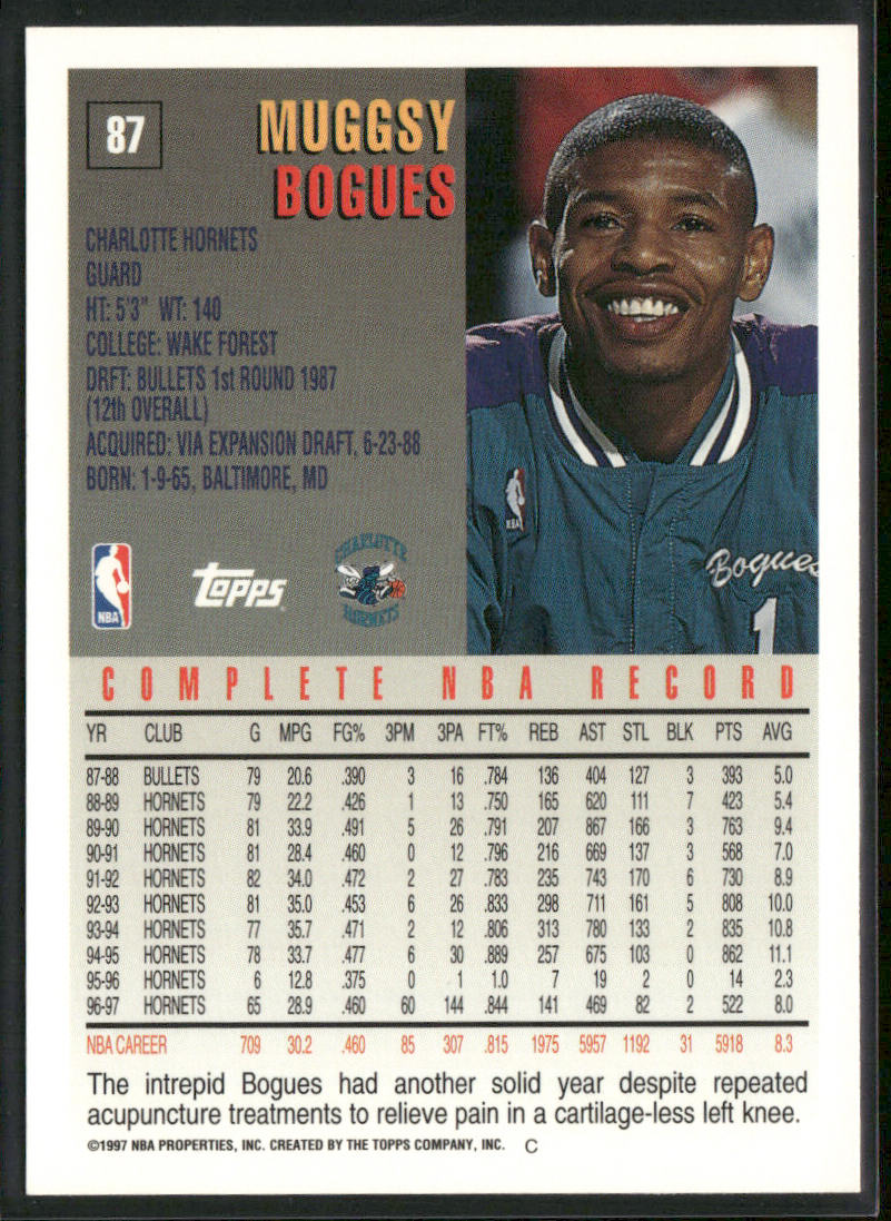 Muggsy Bogues 1997-98 Topps #87 Charlotte Hornets