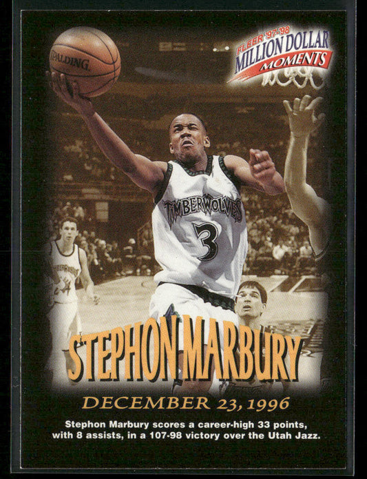 Stephon Marbury 1997-98 Fleer Million Dollar Moments #42 Minnesota Timberwolves