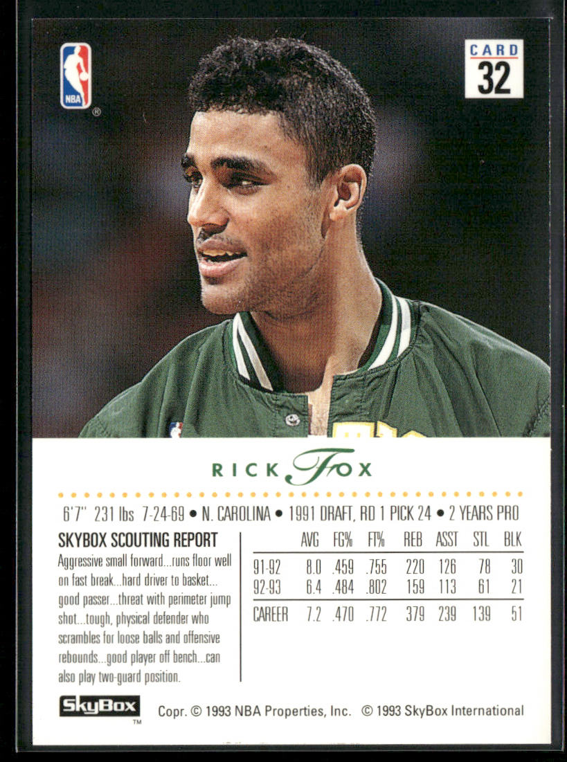 Rick Fox 1993-94 SkyBox Premium #32 Boston Celtics