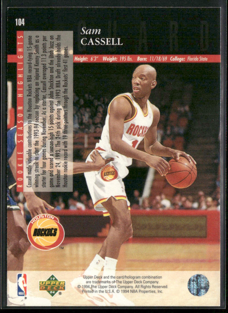 Sam Cassell 1993-94 Upper Deck Special Edition #104 RC Houston Rockets
