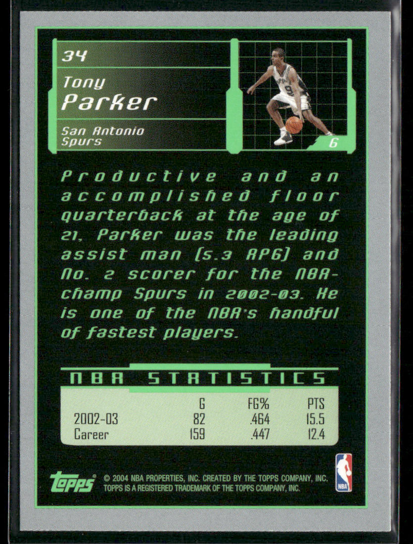 Tony Parker 2003-04 Topps Rookie Matrix #34 San Antonio Spurs