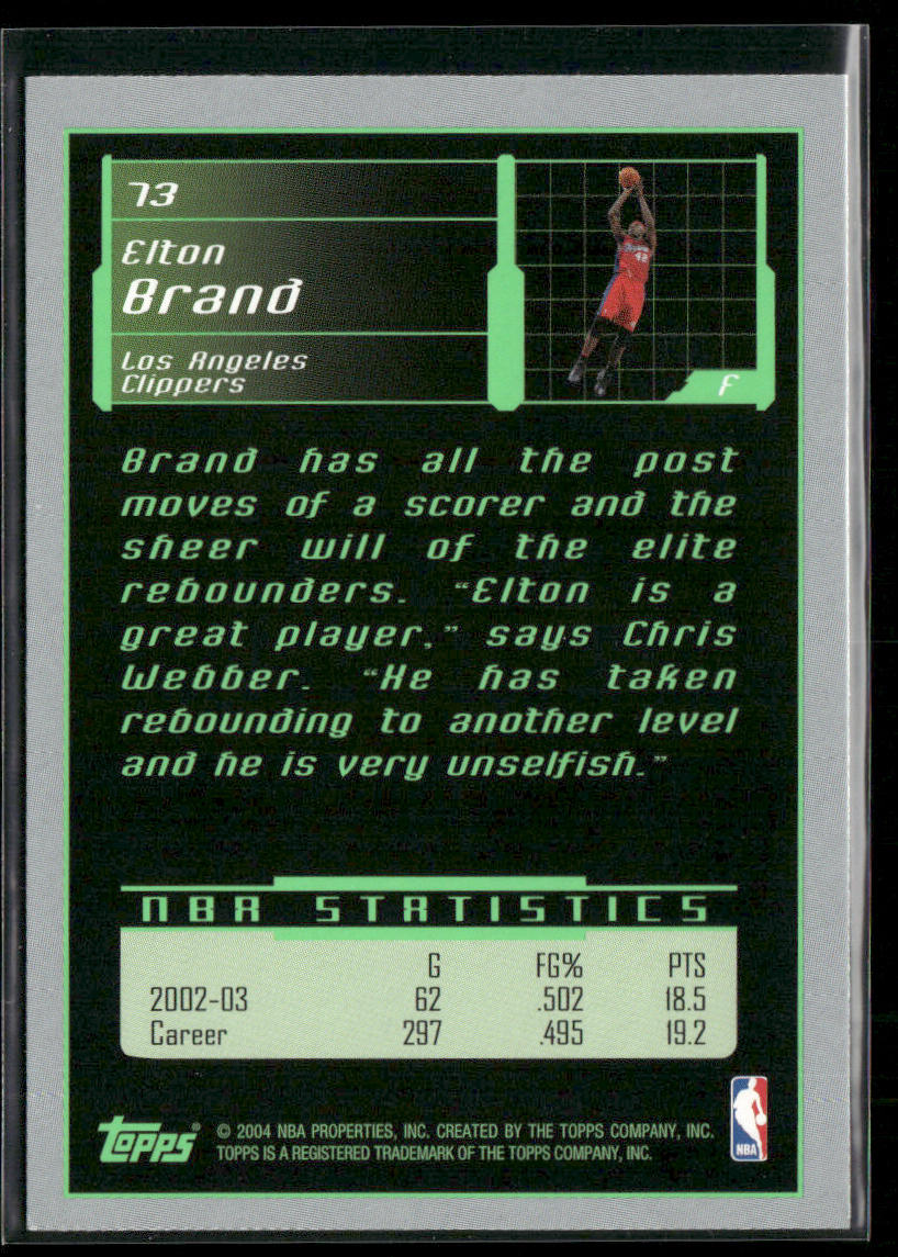 Elton Brand 2003-04 Topps Rookie Matrix #73 Los Angeles Clippers