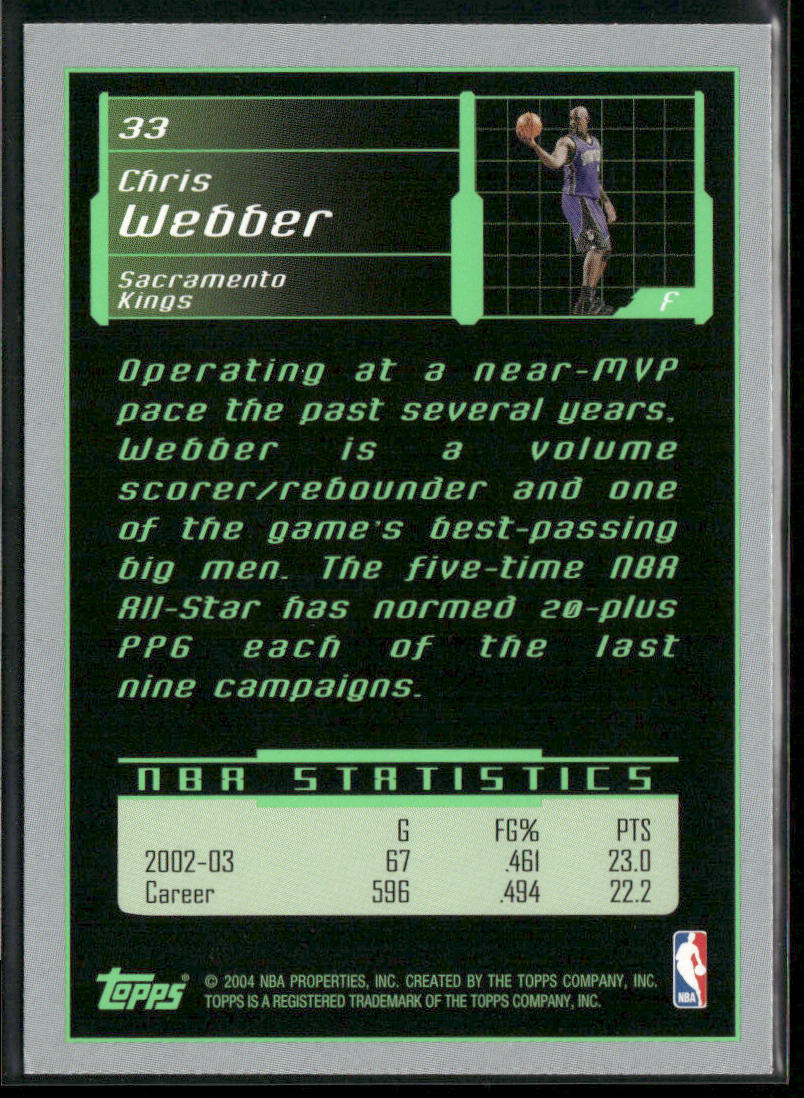 Chris Webber 2003-04 Topps Rookie Matrix #33 Sacramento Kings