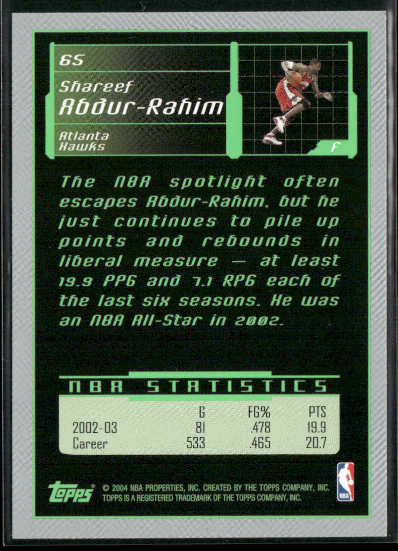 Shareef Abdur-Rahim 2003-04 Topps Rookie Matrix #65 Atlanta Hawks