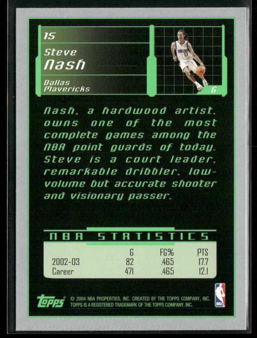 Steve Nash 2003-04 Topps Rookie Matrix #15 Dallas Mavericks