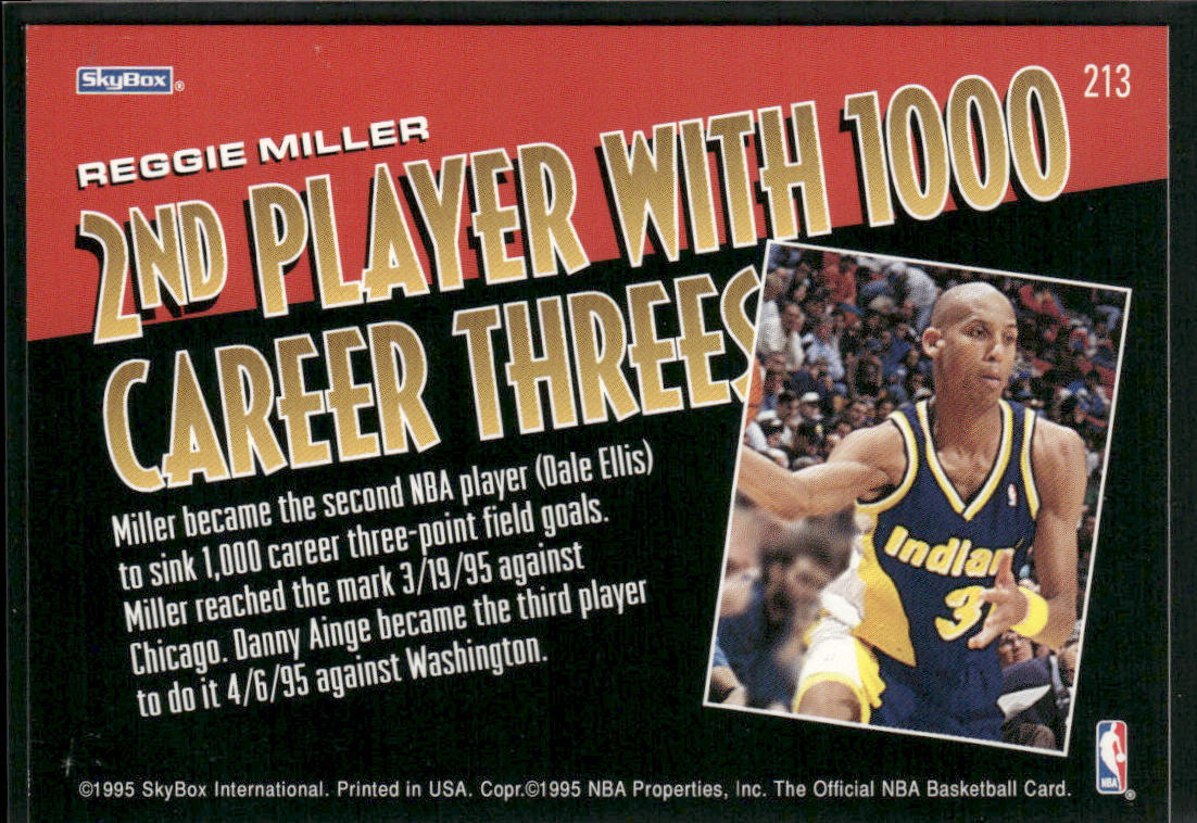 Reggie Miller 1995-96 Hoops #213 Indiana Pacers