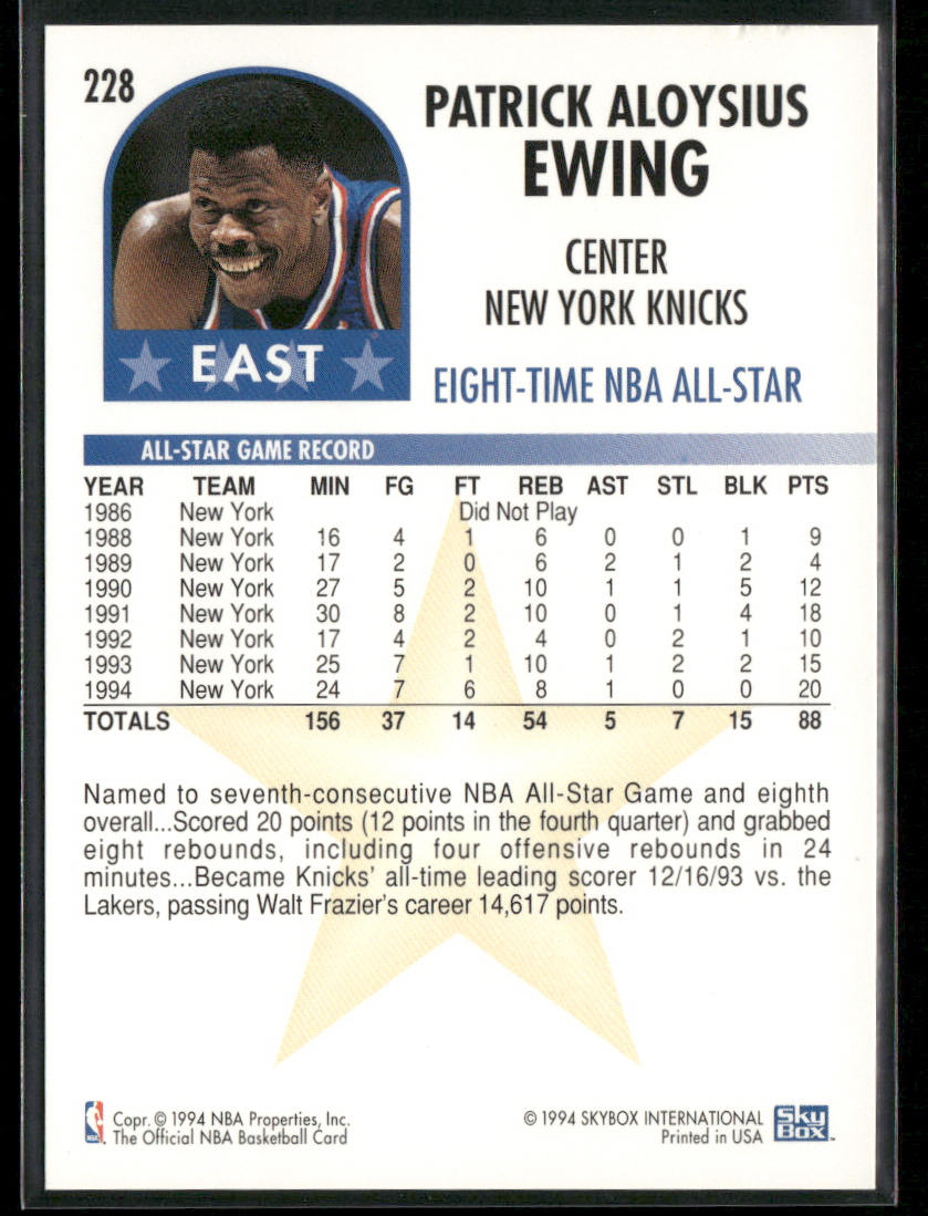 Patrick Ewing 1994-95 Hoops #228 New York Knicks