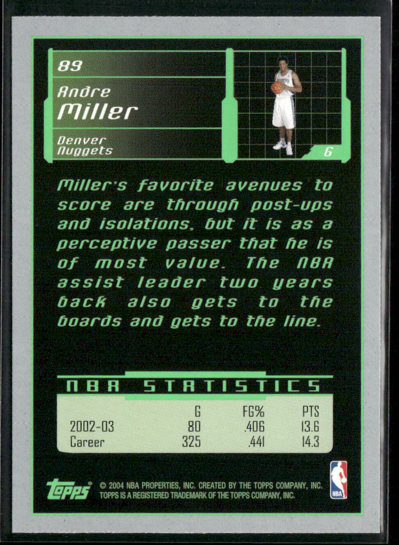 Andre Miller 2003-04 Topps Rookie Matrix #89 Denver Nuggets