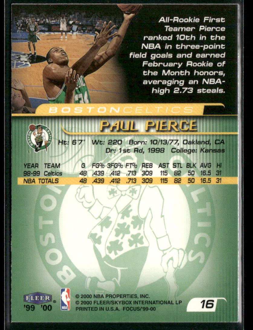 Paul Pierce 1999-00 Fleer Focus #16 Boston Celtics