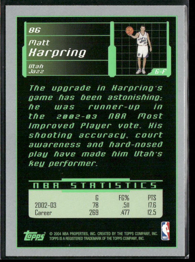Matt Harpring 2003-04 Topps Rookie Matrix #86 Utah Jazz