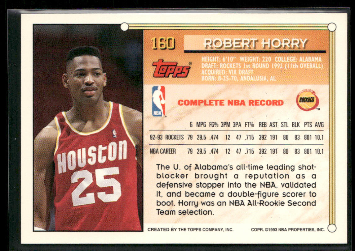 Robert Horry 1993-94 Topps #160 Houston Rockets