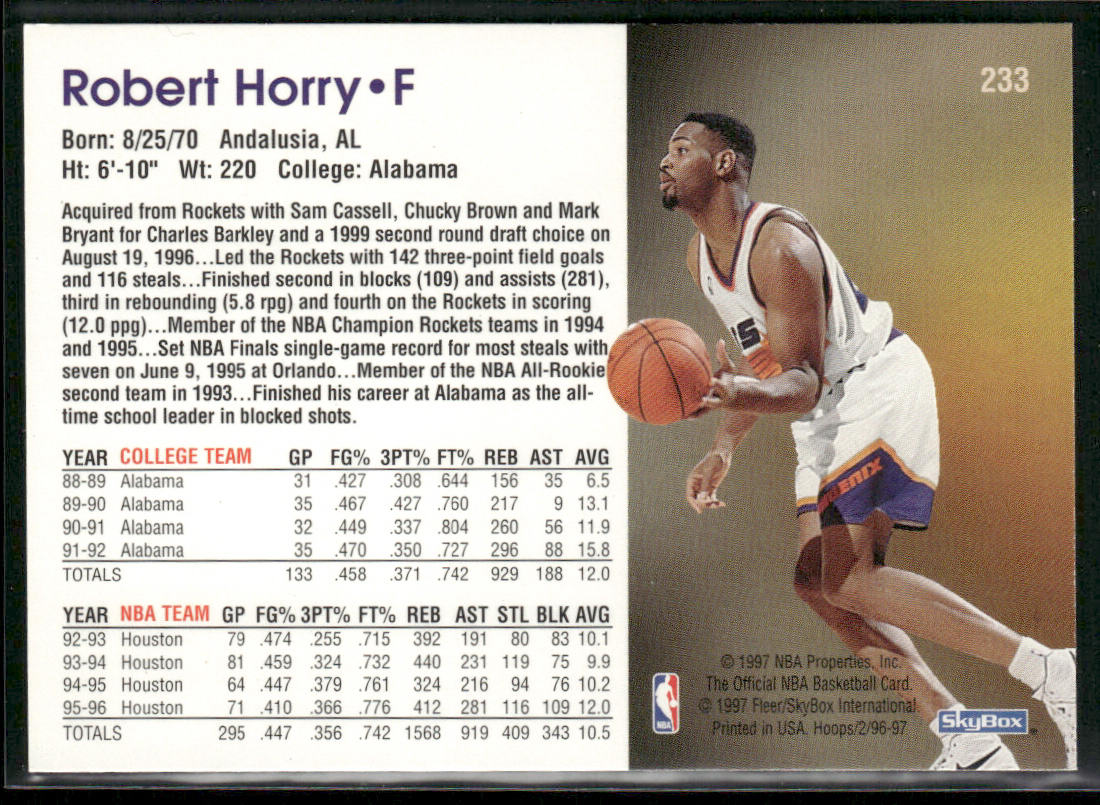 Robert Horry 1996-97 Hoops #233 Phoenix Suns