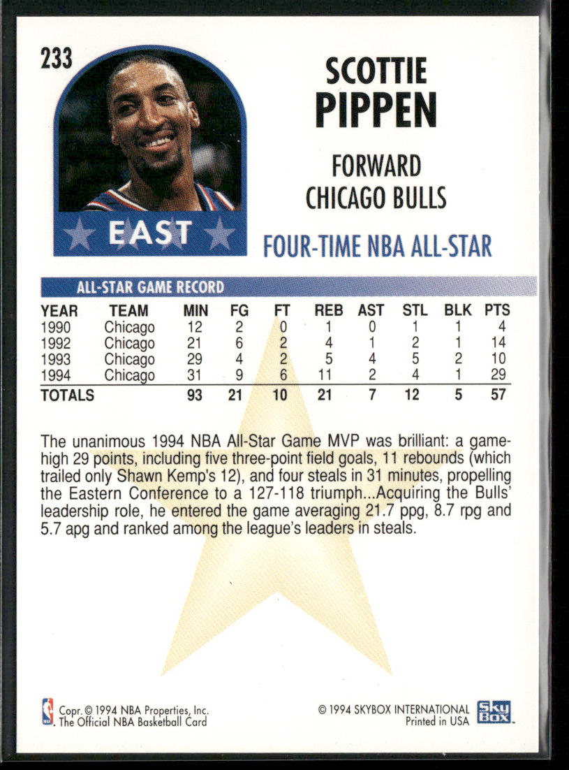 Scottie Pippen 1994-95 Hoops #233 Chicago Bulls