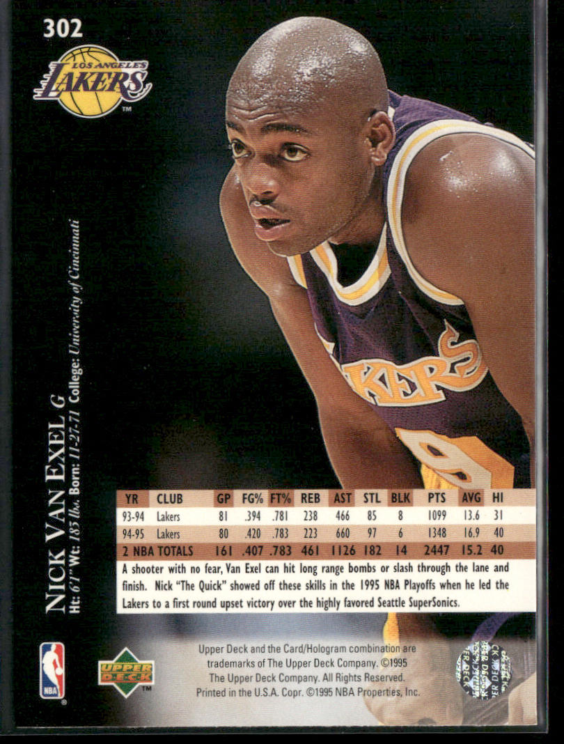 Nick Van Exel 1995-96 Upper Deck #302 Los Angeles Lakers