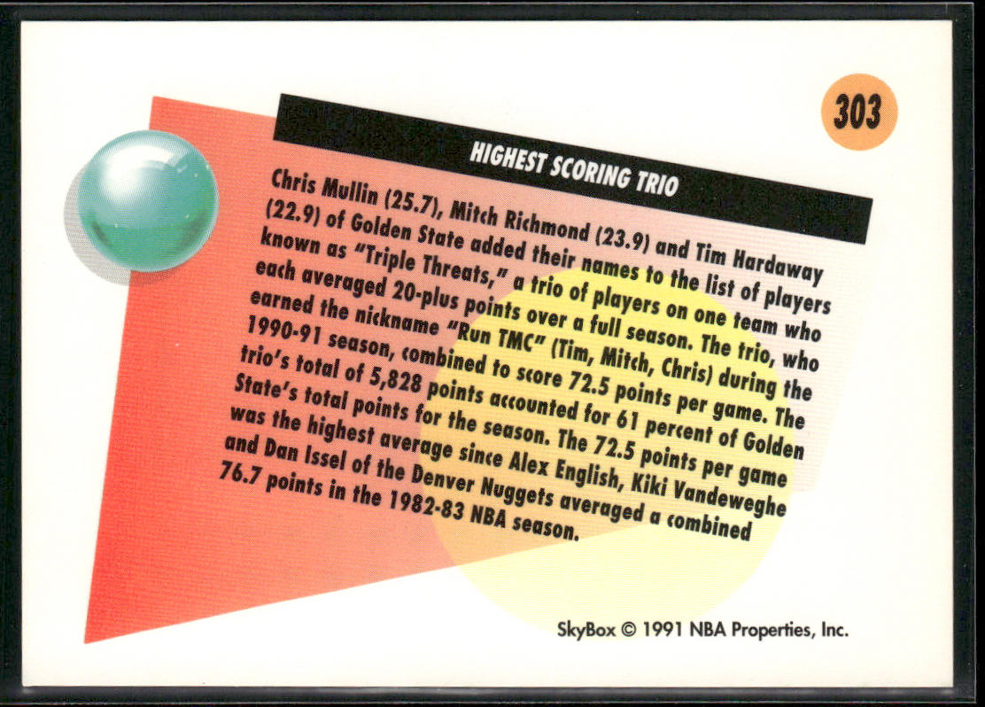 Mitch Richmond / Tim Hardaway / Chris Mullin STATS 1991-92 SkyBox #303