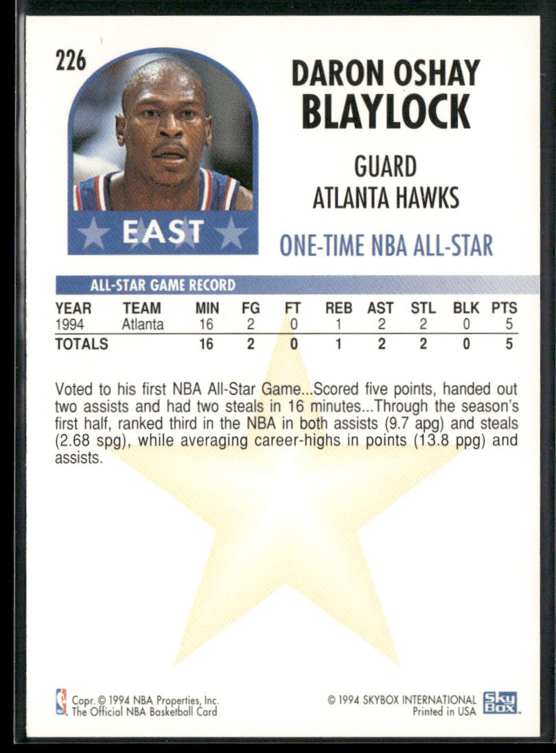 Mookie Blaylock 1994-95 Hoops #226 Atlanta Hawks