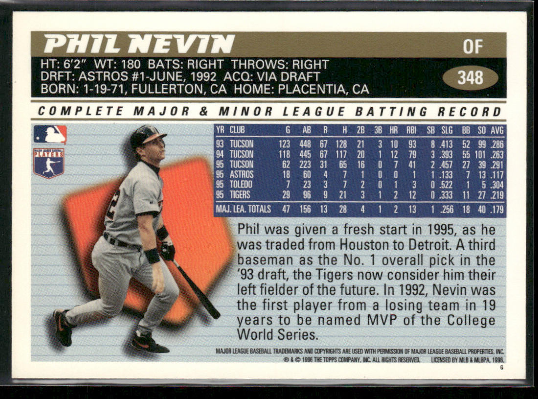 Phil Nevin 1996 Topps #348 Detroit Tigers