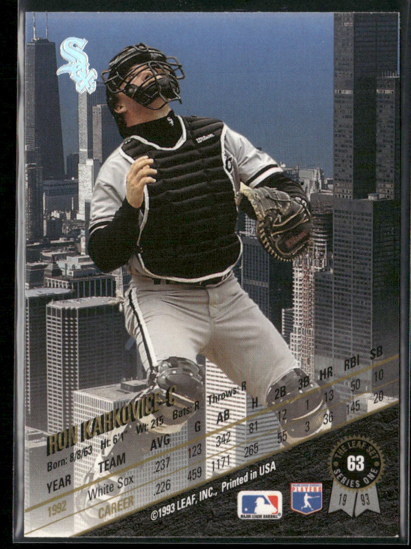Ron Karkovice 1993 Leaf #63 Chicago White Sox