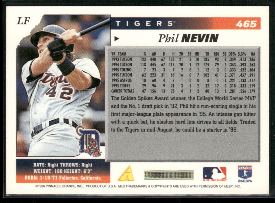 Phil Nevin 1996 Score #465 Detroit Tigers