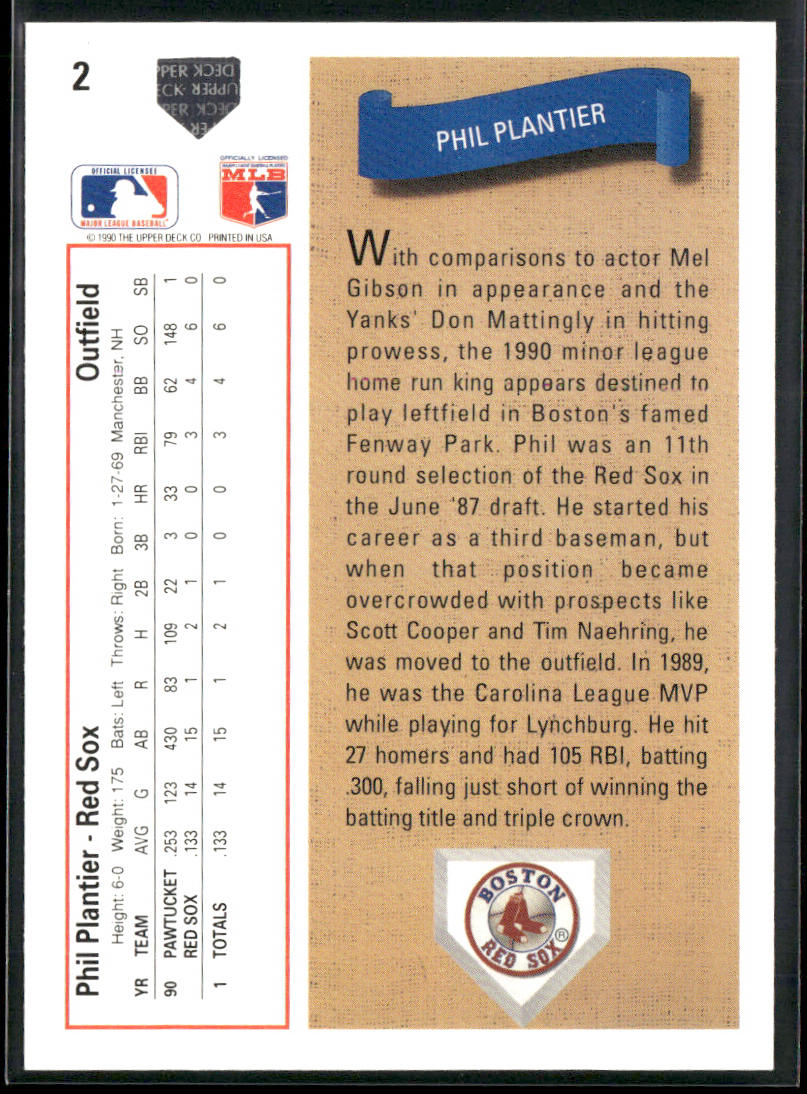 Phil Plantier 1991 Upper Deck #2b RC Boston Red Sox
