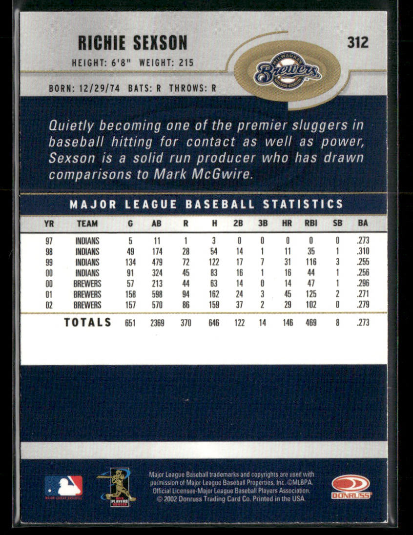 Richie Sexson 2003 Donruss #312 Milwaukee Brewers
