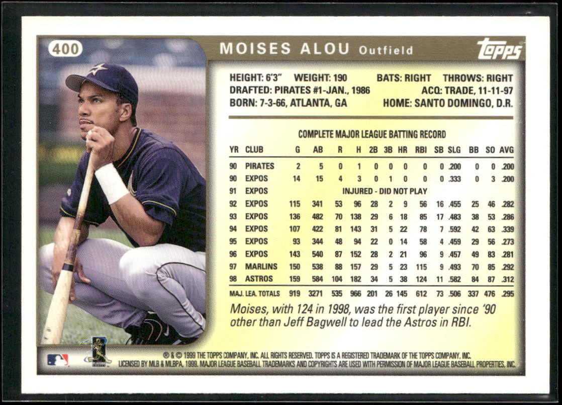 Moises Alou 1999 Topps #400 Houston Astros