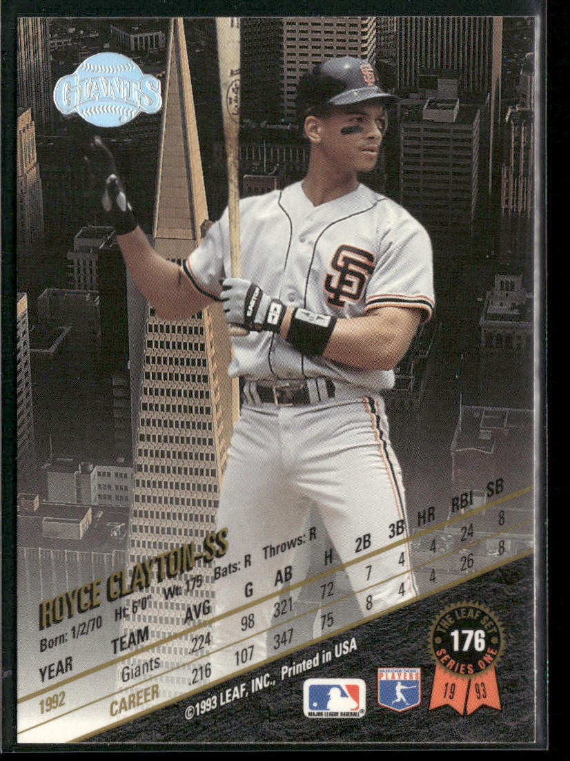 Royce Clayton 1993 Leaf #176 San Francisco Giants