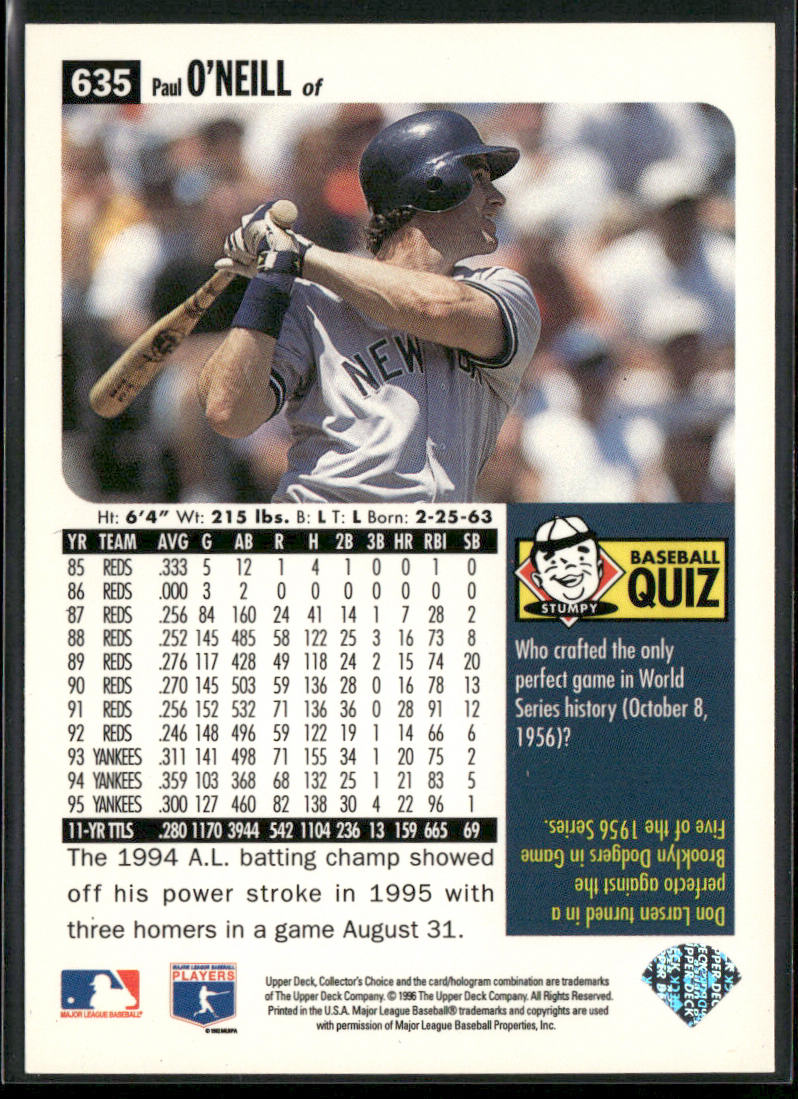 Paul O'Neill 1996 Collector's Choice #635 New York Yankees