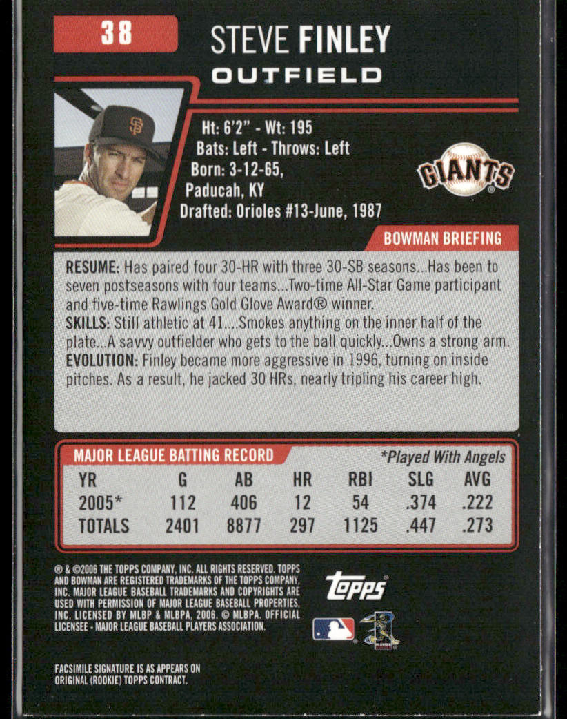 Steve Finley 2006 Bowman #38 San Francisco Giants
