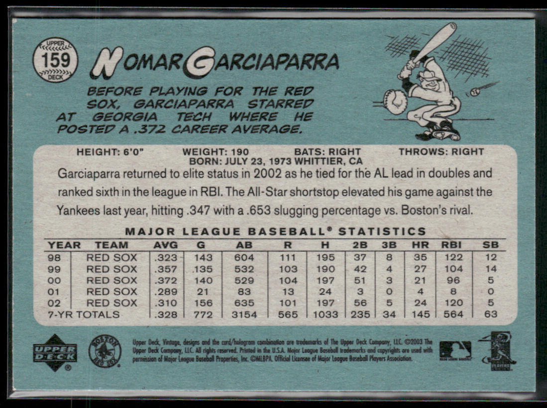 Nomar Garciaparra 2003 Upper Deck Vintage #159 Boston Red Sox