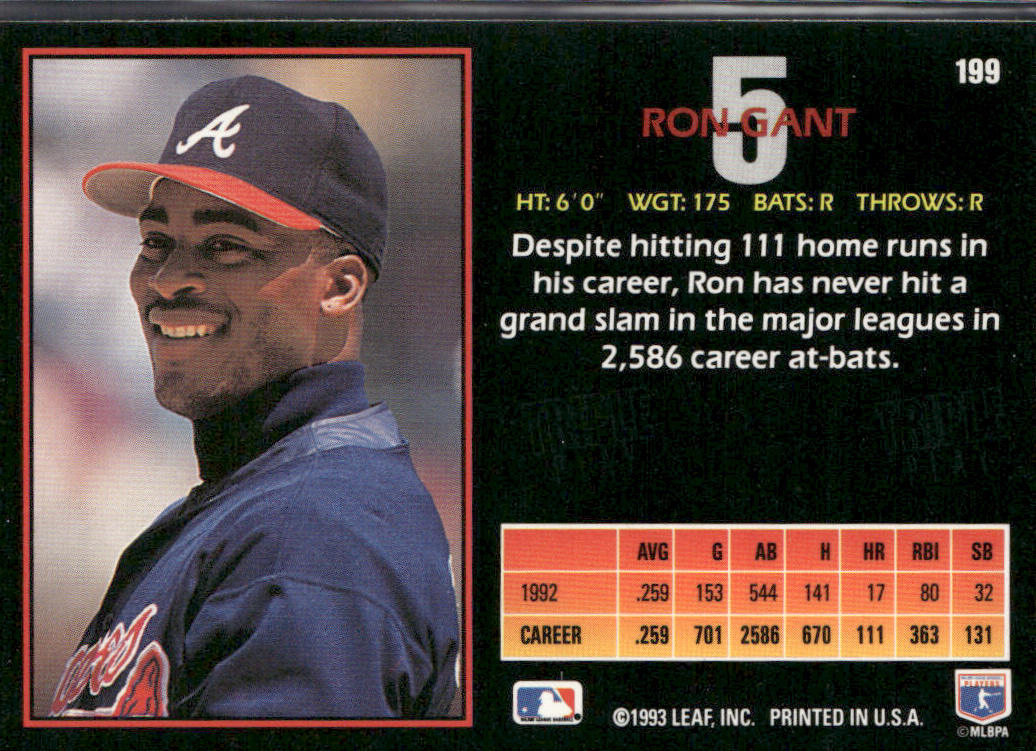 Ron Gant 1993 Triple Play #199 Atlanta Braves