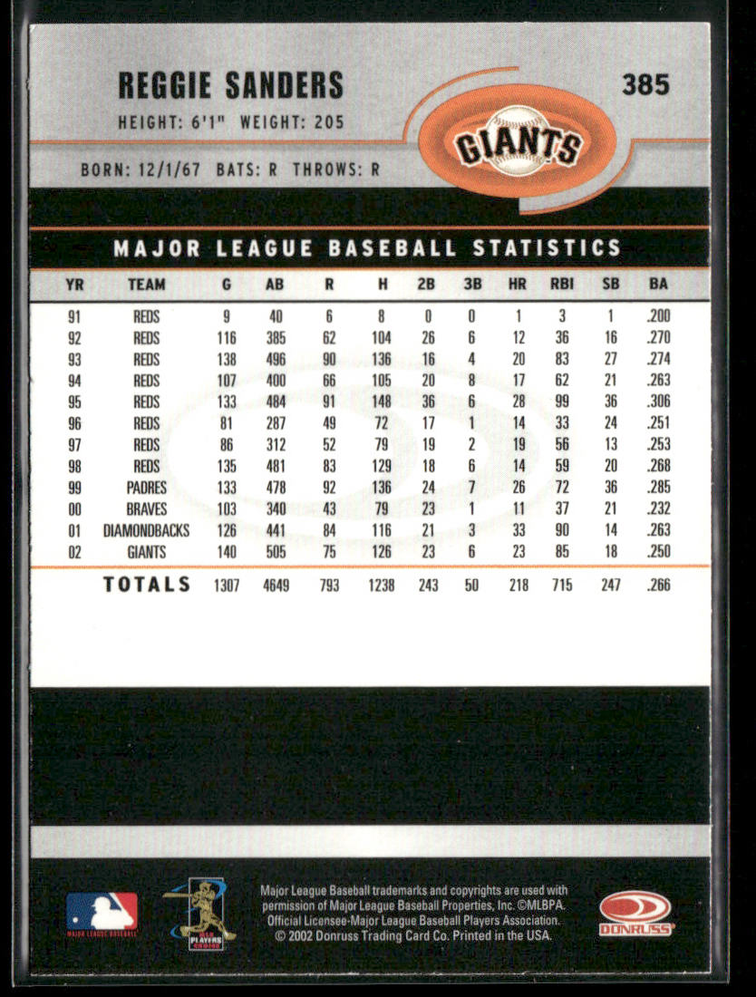 Reggie Sanders 2003 Donruss #385 San Francisco Giants