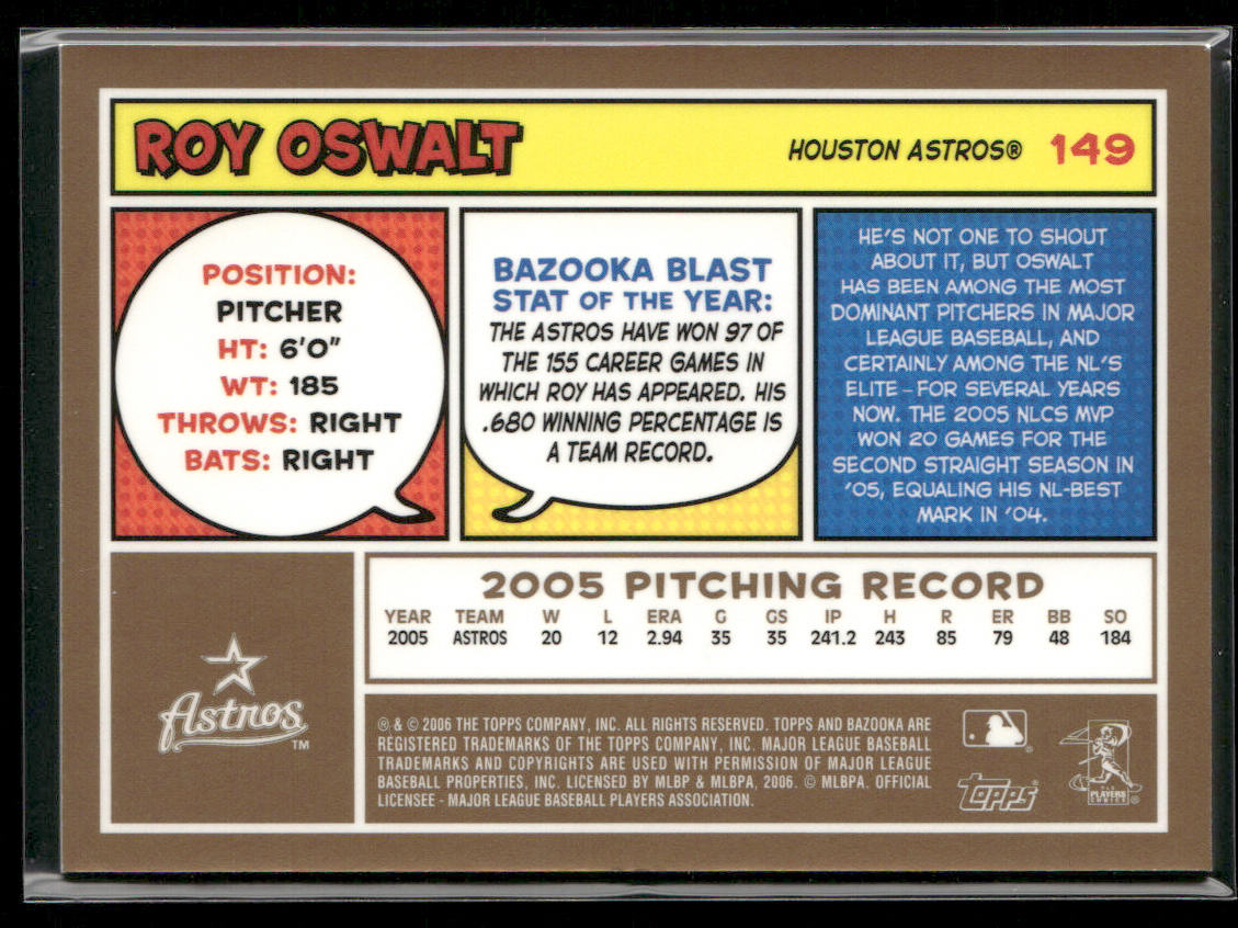 Roy Oswalt 2006 Bazooka Gold Chunks #149 Houston Astros