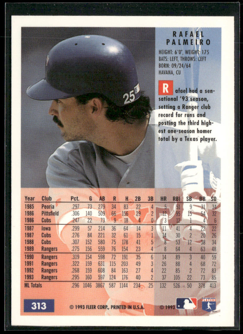 Rafael Palmeiro 1994 Fleer #313 Texas Rangers