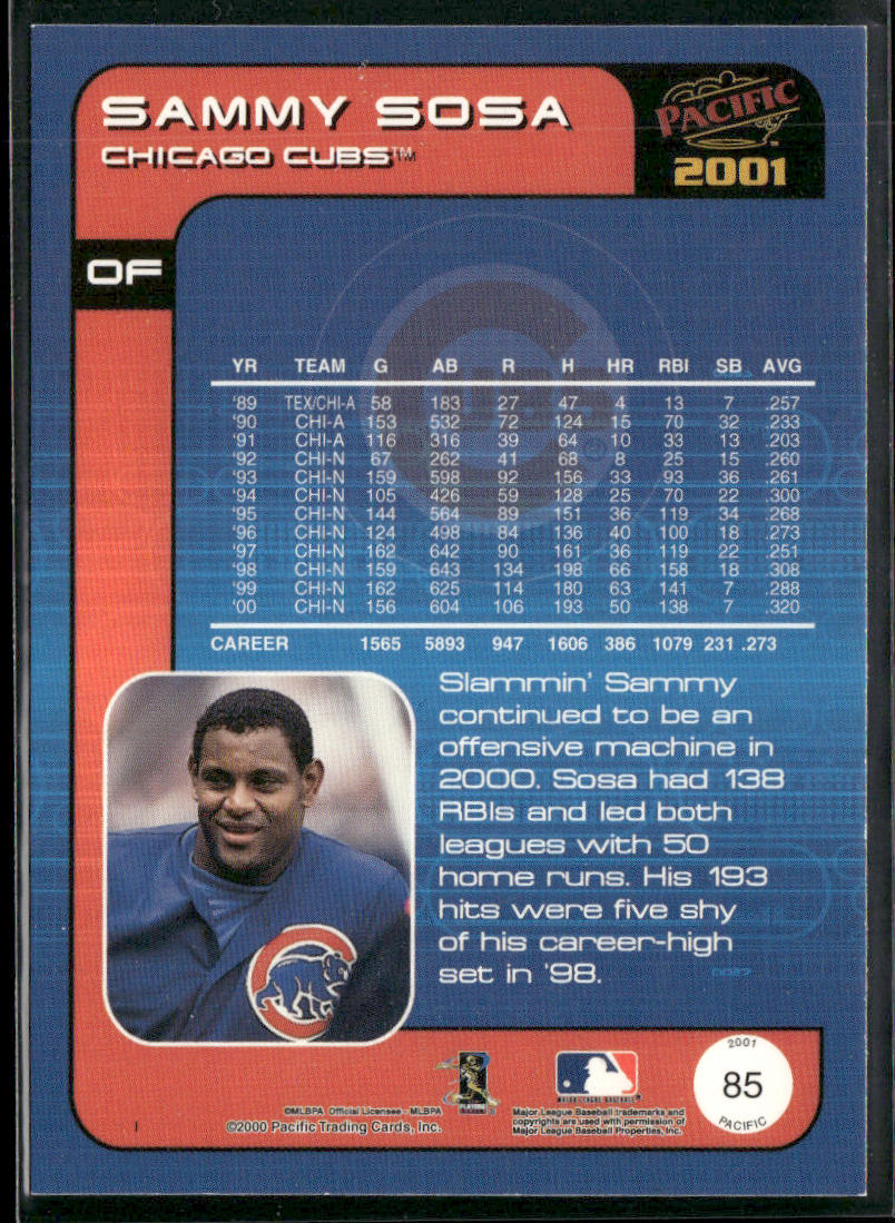 Sammy Sosa 2001 Pacific #85 Chicago Cubs