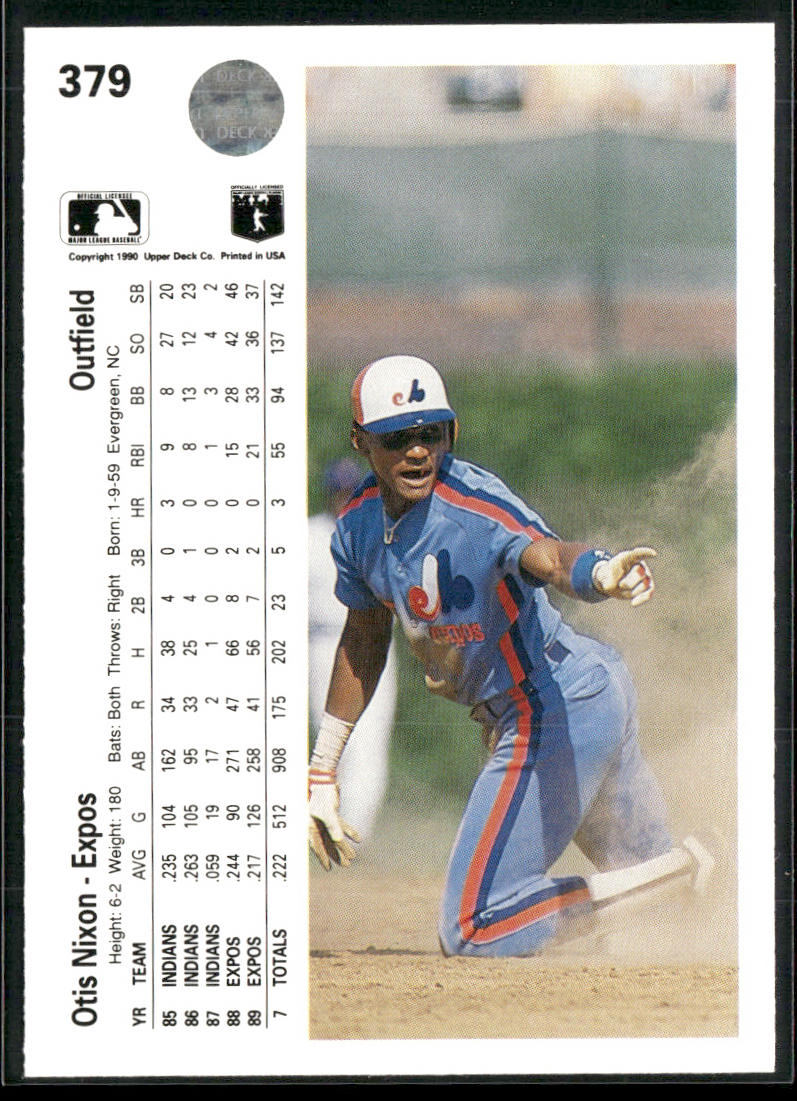Otis Nixon 1990 Upper Deck #379 Montreal Expos