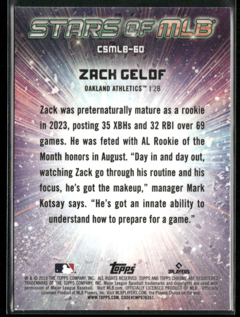 Zack Gelof 2024 Topps Stars of MLB #SMLB-60 Oakland Athletics