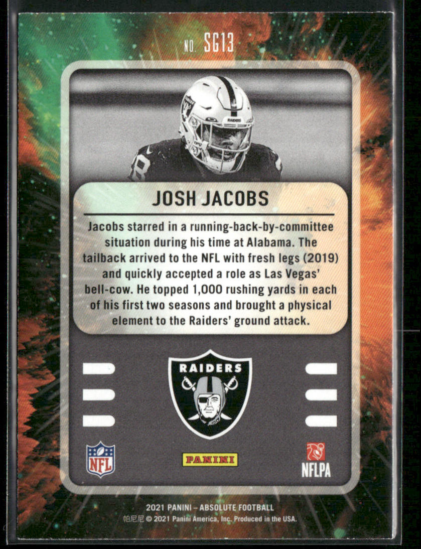 Josh Jacobs 2021 Panini Absolute Star Gazing #SG13 Las Vegas Raiders back