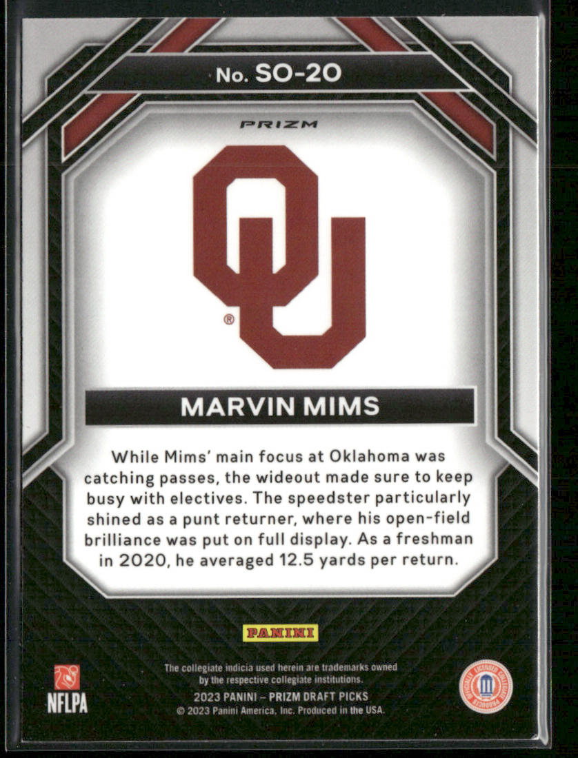 Marvin Mims 2023 Panini Prizm Draft Picks Student Orientation Red Ice #SO-20