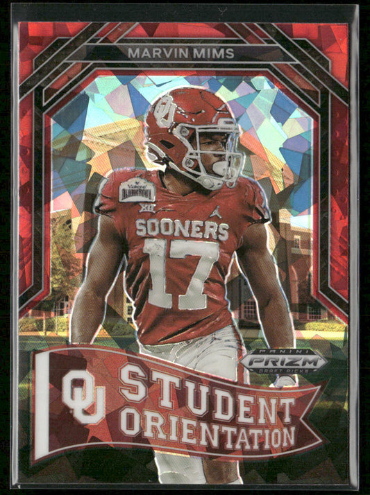 Marvin Mims 2023 Panini Prizm Draft Picks Student Orientation Red Ice #SO-20