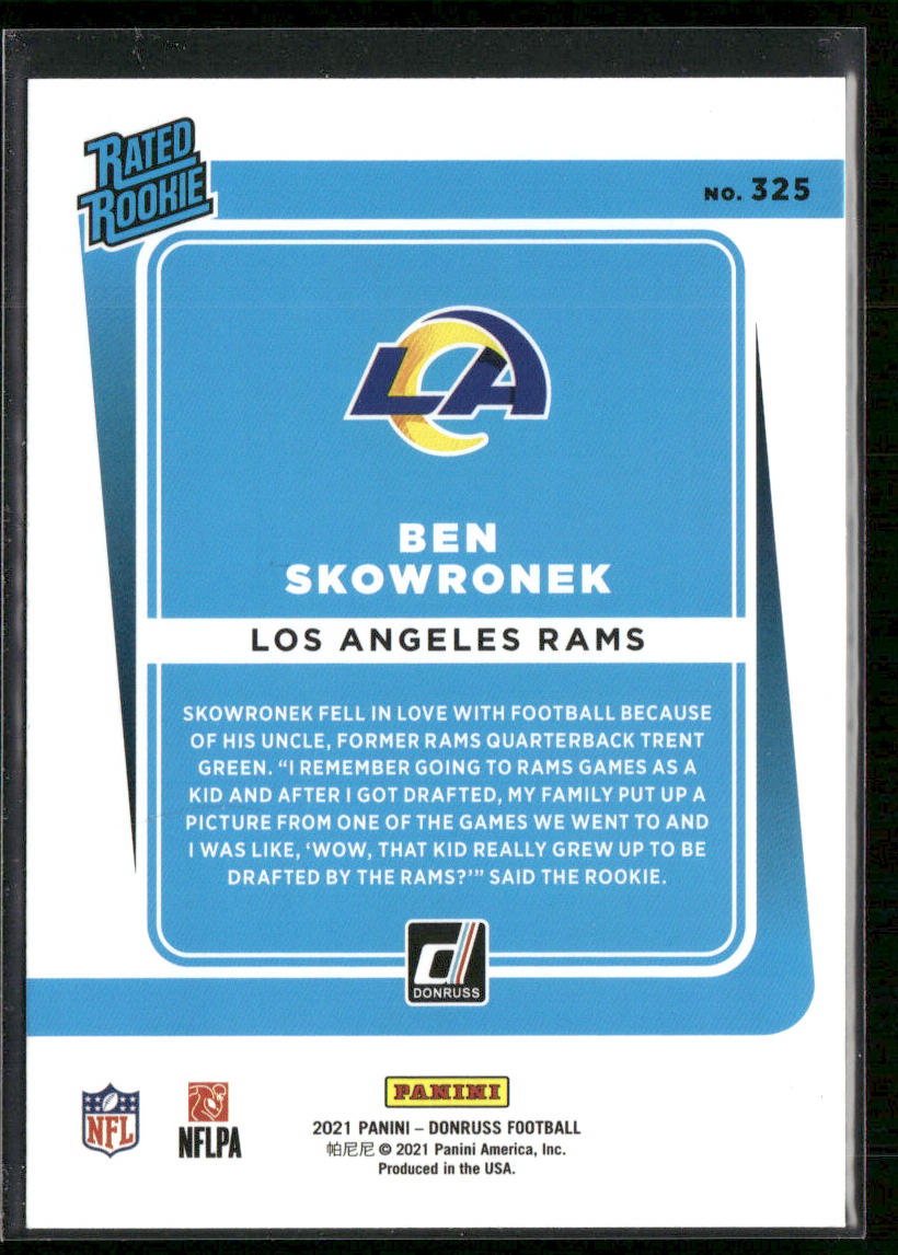Ben Skowronek 2021 Donruss Press Proof Bronze #325 RC Los Angeles Rams